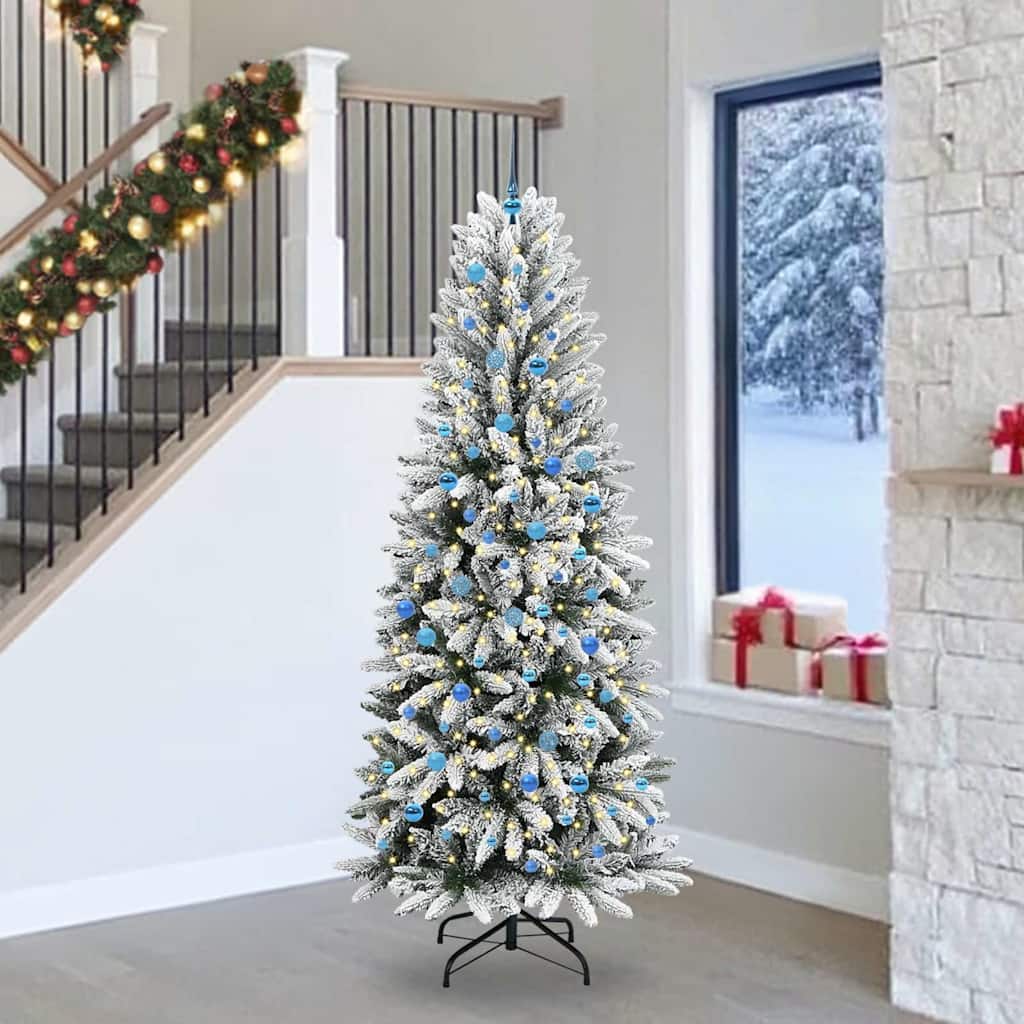 Kunstkerstboom Wit 240 cm PVC en Plastic en Staal en PE is nu te koop bij PeponiXL, paradijselijk wonen!