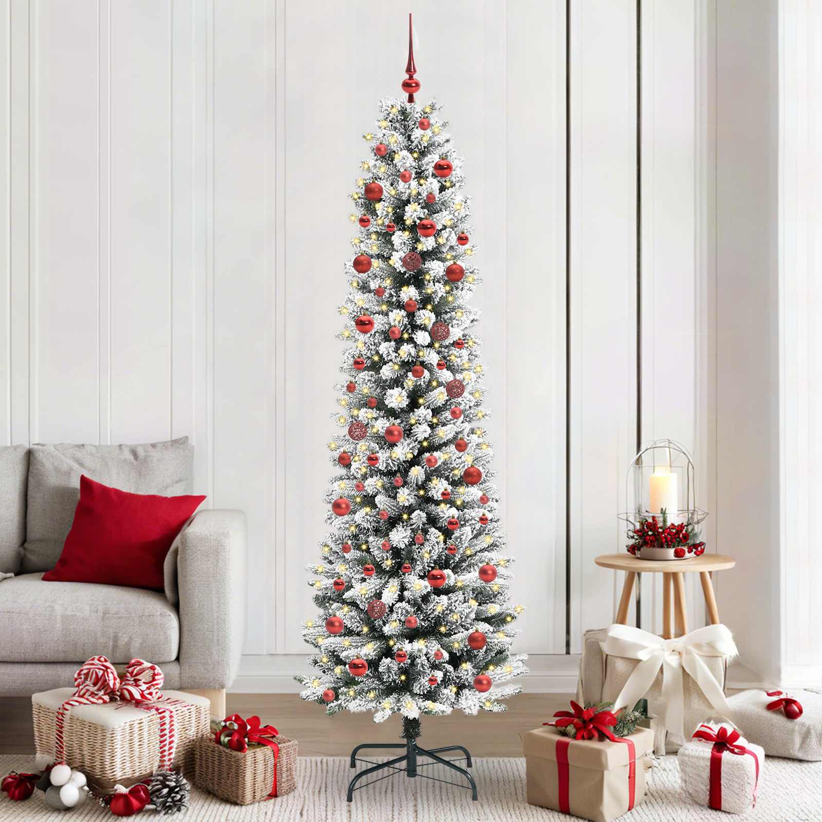 Kunstkerstboom met 300 LED Wit 210 cm PVC en Metaal en Plastic is nu te koop bij PeponiXL, paradijselijk wonen!
