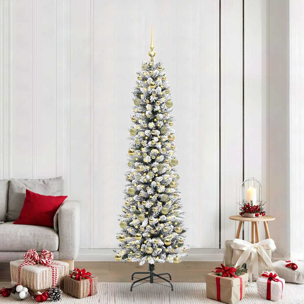 Kunstkerstboom met 300 LED Wit 210 cm PVC en Metaal en Plastic is nu te koop bij PeponiXL, paradijselijk wonen!