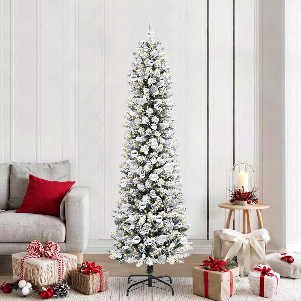 Kunstkerstboom met 300 LED Wit 210 cm PVC en Metaal en Plastic is nu te koop bij PeponiXL, paradijselijk wonen!