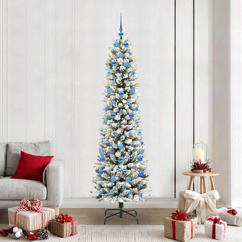 Kunstkerstboom met 300 LED Wit 210 cm PVC en Metaal en Plastic is nu te koop bij PeponiXL, paradijselijk wonen!