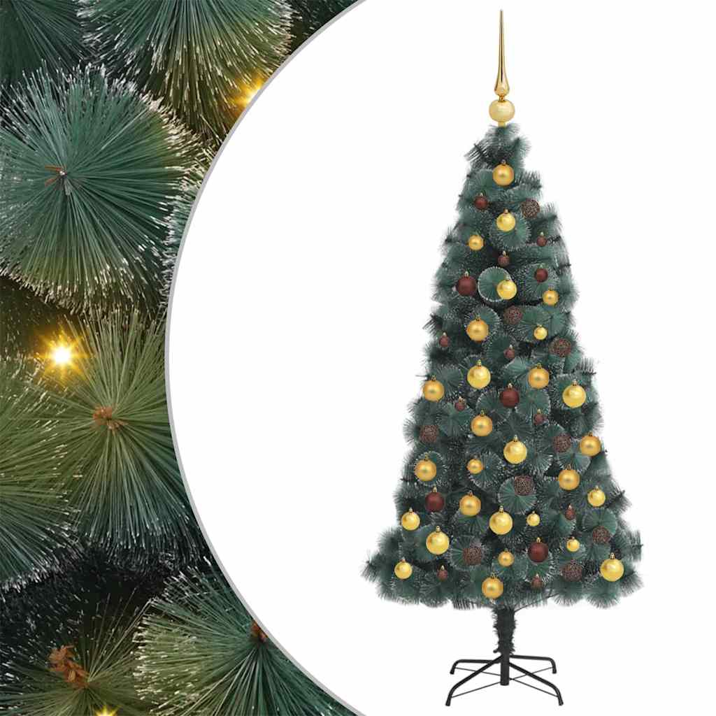 Kunstmatige Vorstverlichte Kerstboom met Bal Set Groen 120 cm is nu te koop bij PeponiXL, paradijselijk wonen!