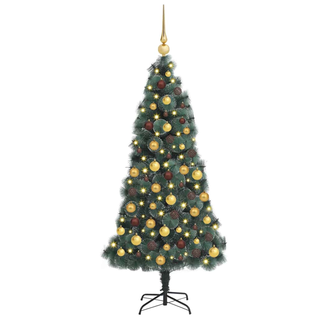 Kunstmatige Vorstverlichte Kerstboom met Bal Set Groen 120 cm is nu te koop bij PeponiXL, paradijselijk wonen!