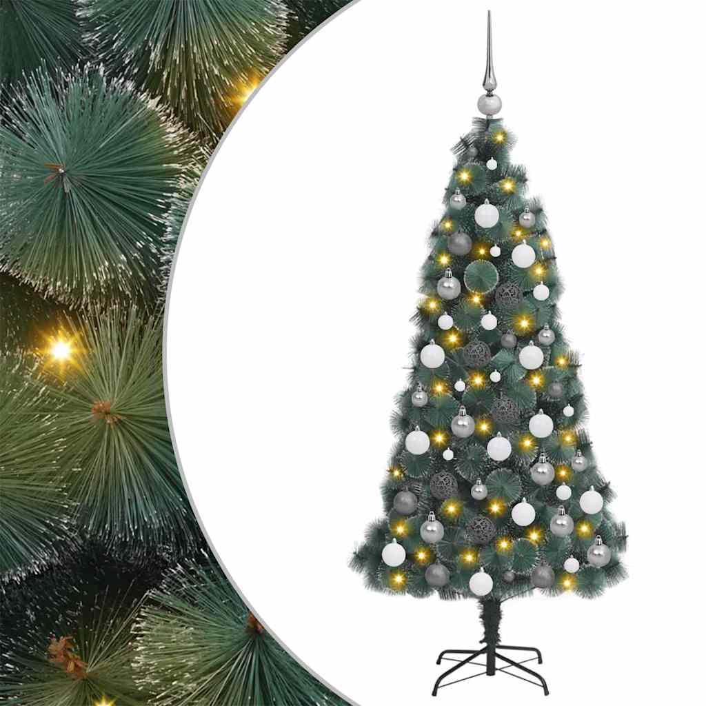 Kunstmatige Vorstverlichte Kerstboom met Bal Set Groen 120 cm is nu te koop bij PeponiXL, paradijselijk wonen!