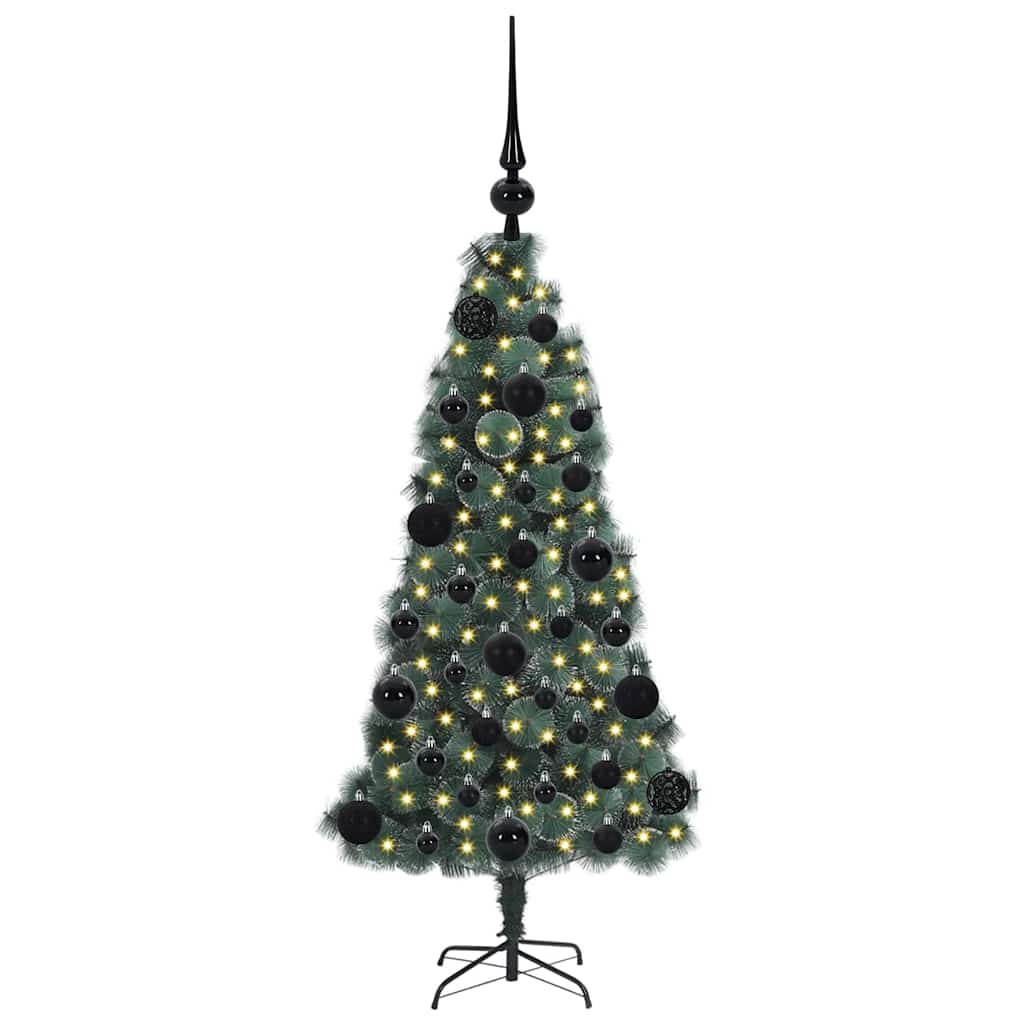 Kunstmatige Vorstverlichte Kerstboom met Bal Set Groen 120 cm is nu te koop bij PeponiXL, paradijselijk wonen!