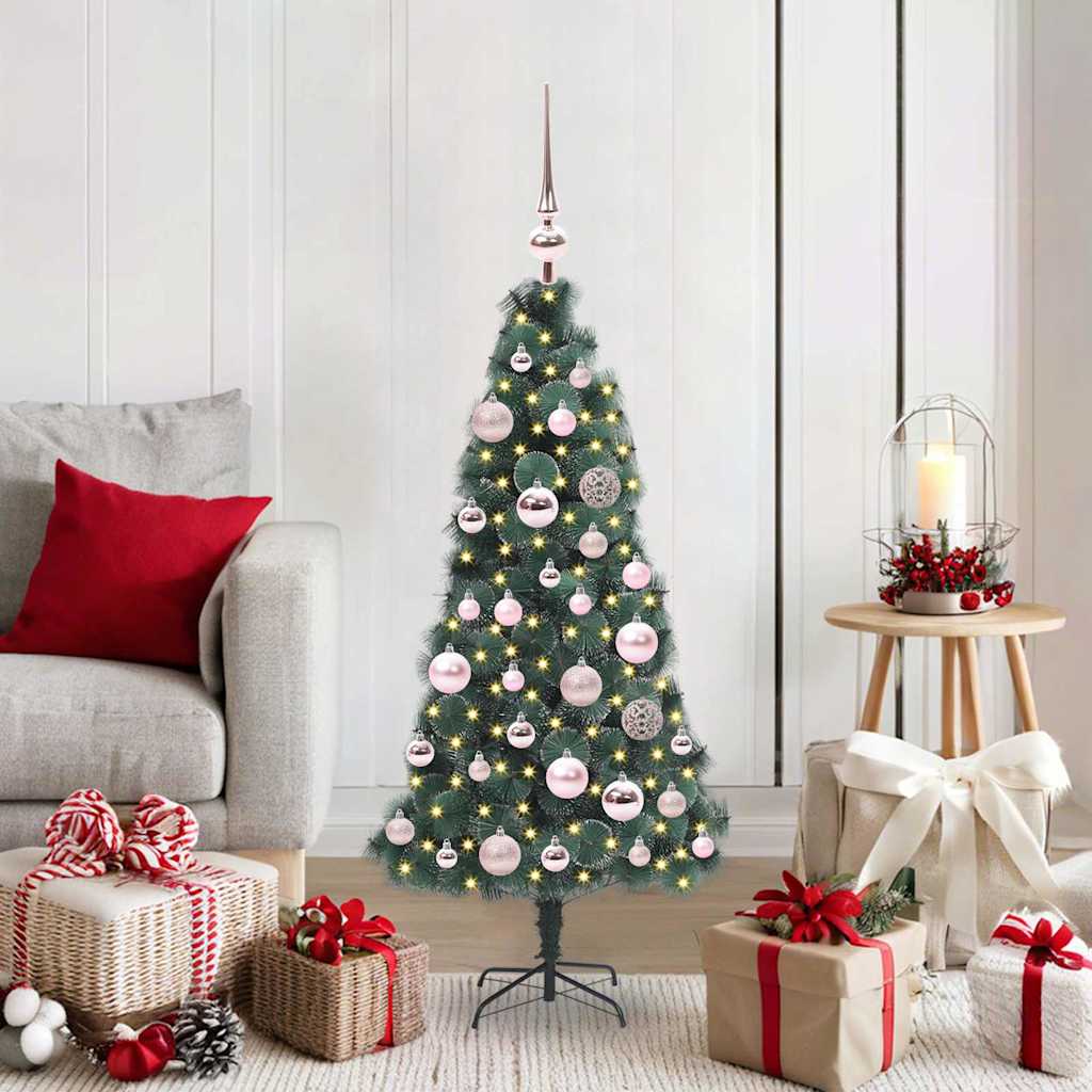 Kunstmatige voorverlichte kerstboom met bollen set Groen 120 cm is nu te koop bij PeponiXL, paradijselijk wonen!