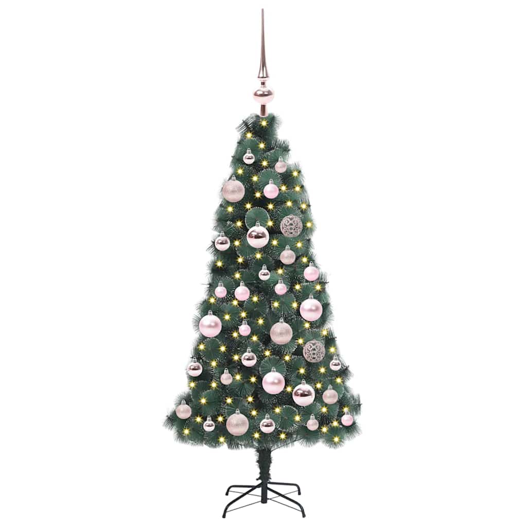 Kunstmatige voorverlichte kerstboom met bollen set Groen 120 cm is nu te koop bij PeponiXL, paradijselijk wonen!