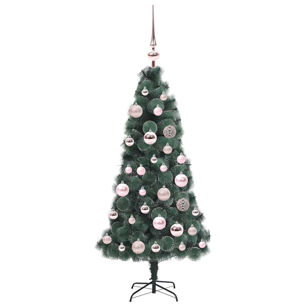 Kunstmatige voorverlichte kerstboom met bollen set Groen 120 cm is nu te koop bij PeponiXL, paradijselijk wonen!