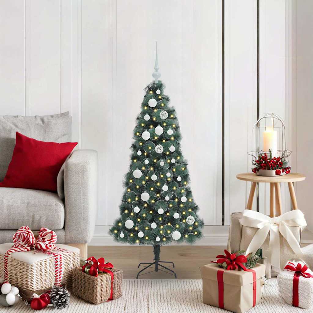 Kunstmatige Voorverlichte Kerstboom met Ballenset Groen 120 cm is nu te koop bij PeponiXL, paradijselijk wonen!