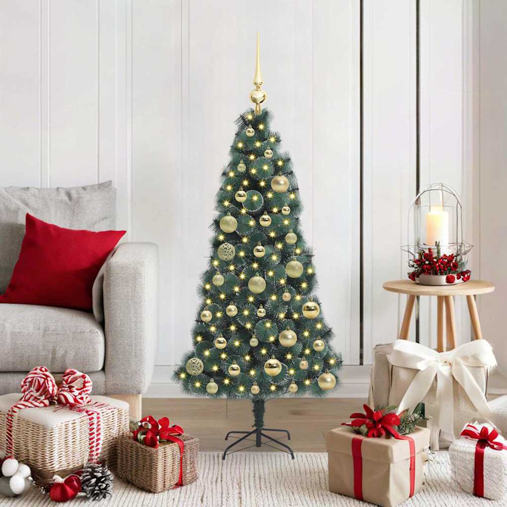 Kunstkerstboom met verlichting en ballenset Groen 120 cm PET is nu te koop bij PeponiXL, paradijselijk wonen!