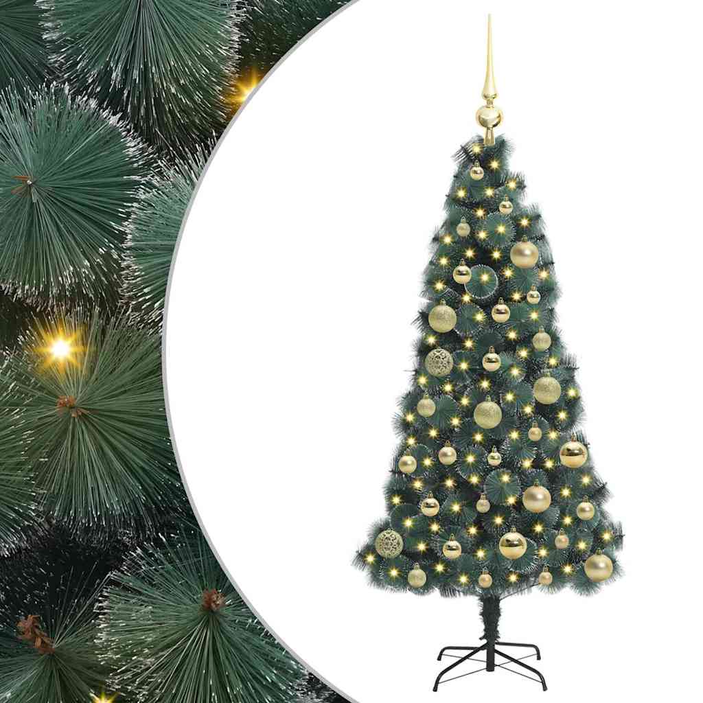 Kunstkerstboom met verlichting en ballenset Groen 120 cm PET is nu te koop bij PeponiXL, paradijselijk wonen!