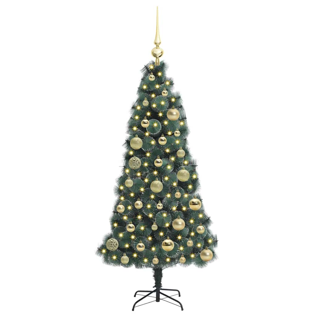 Kunstkerstboom met verlichting en ballenset Groen 120 cm PET is nu te koop bij PeponiXL, paradijselijk wonen!