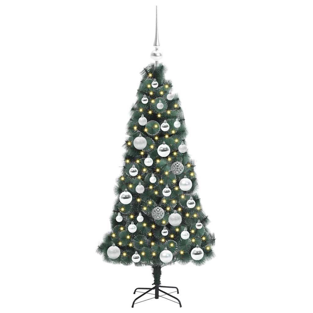 Kunstkerstboom met verlichting en ballenset Groen 120 cm PET is nu te koop bij PeponiXL, paradijselijk wonen!