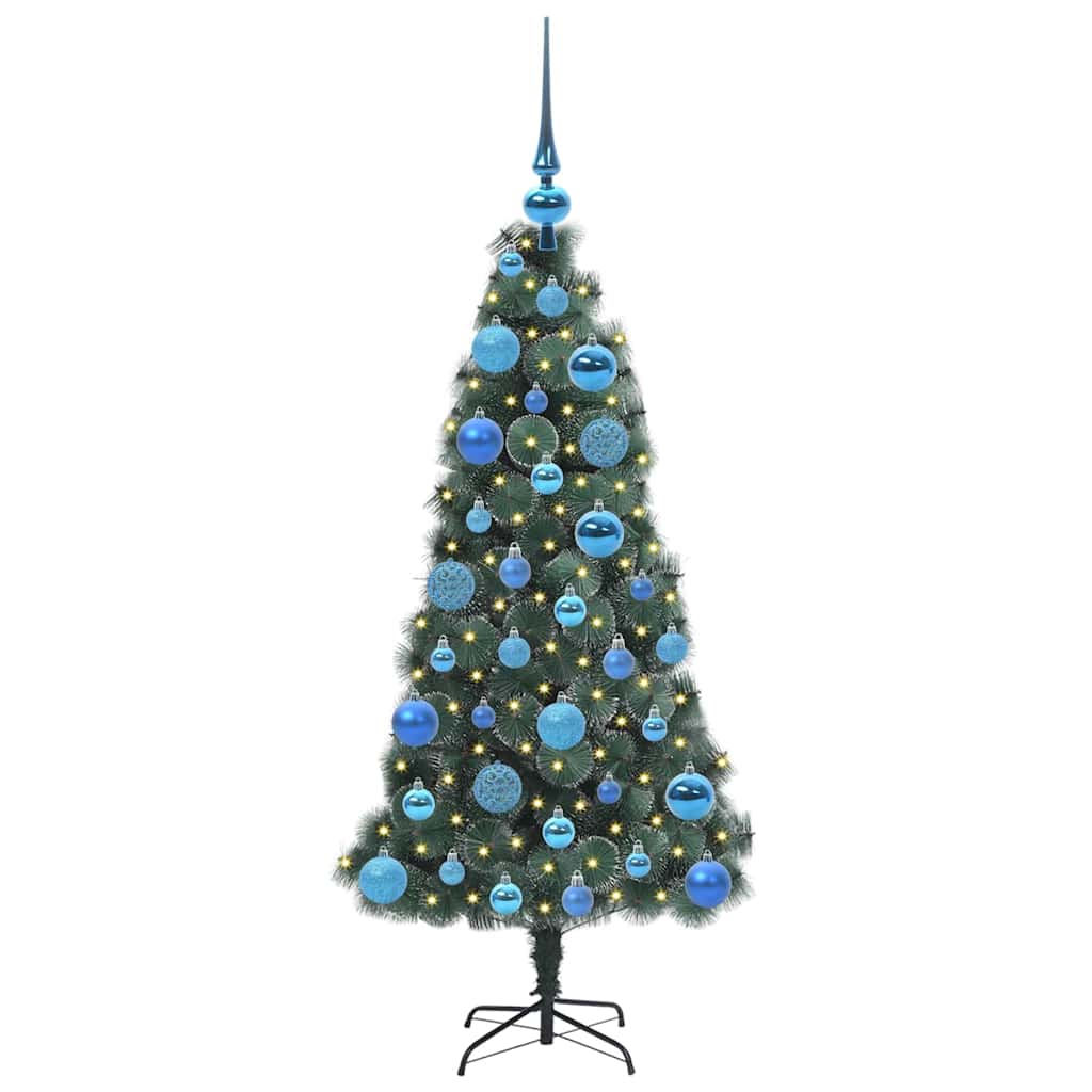 Kunstmatige Voorverlichte Kerstboom met Bal Set Groen 120 cm is nu te koop bij PeponiXL, paradijselijk wonen!
