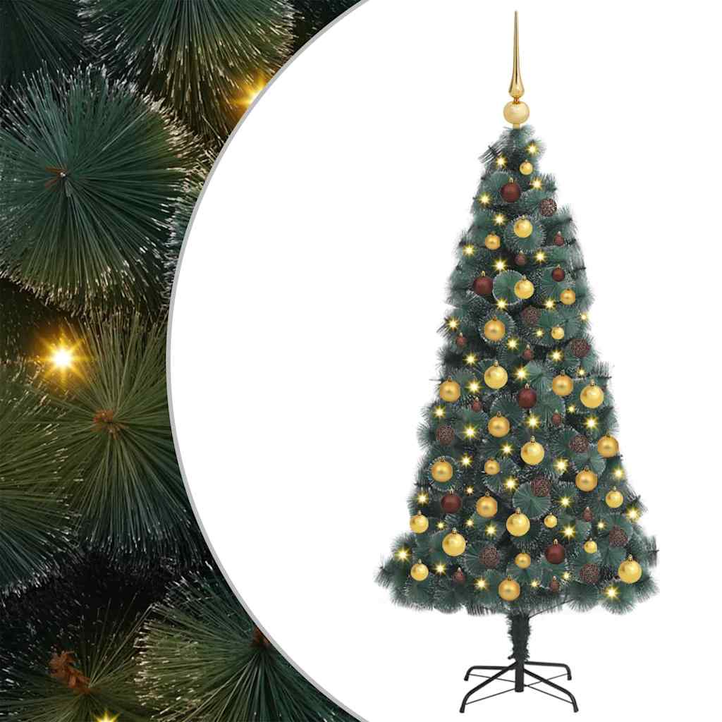 Kunstmatige Voorverlichte Kerstboom met Ballenset Groen 150 cm is nu te koop bij PeponiXL, paradijselijk wonen!