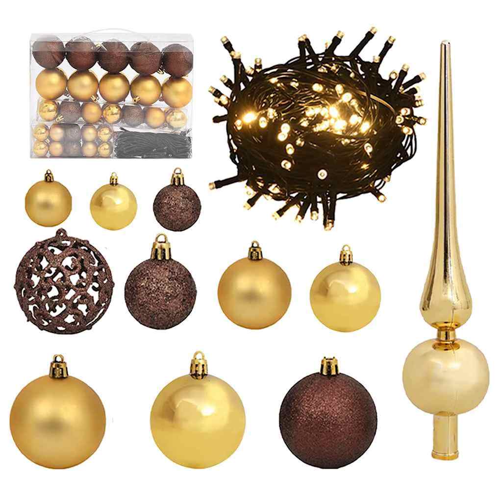 Kunstmatige Voorverlichte Kerstboom met Ballenset Groen 150 cm is nu te koop bij PeponiXL, paradijselijk wonen!