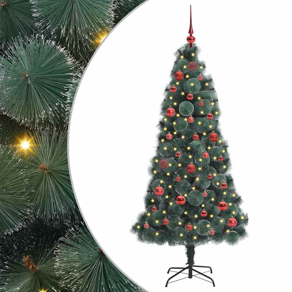 Kunstmatige Voorverlichte Kerstboom met Ballenset Groen 150 cm is nu te koop bij PeponiXL, paradijselijk wonen!