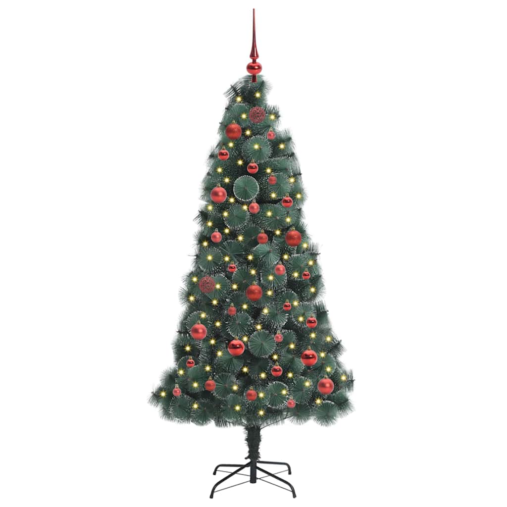 Kunstmatige Voorverlichte Kerstboom met Ballenset Groen 150 cm is nu te koop bij PeponiXL, paradijselijk wonen!