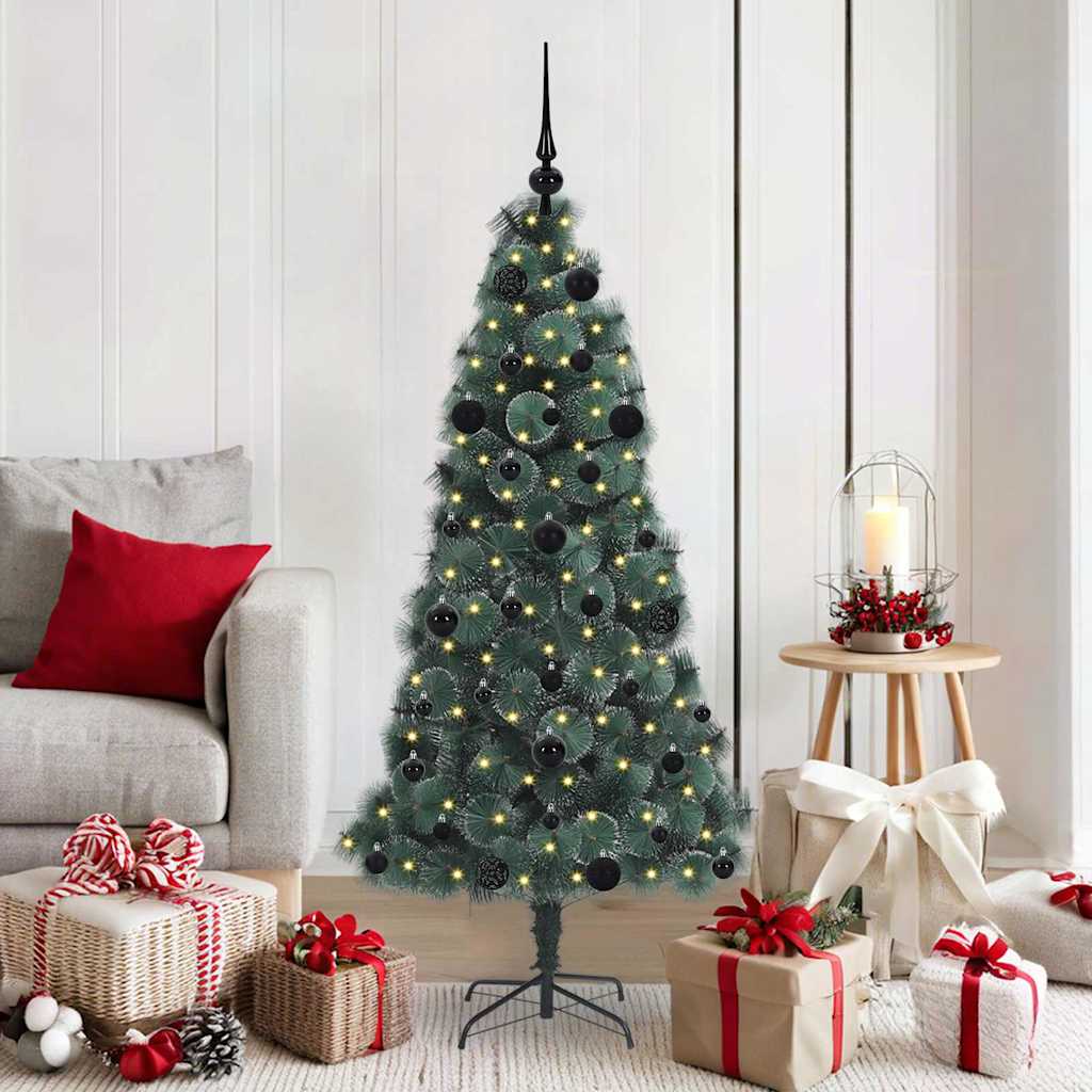 Kunstmatige Voorverlichte Kerstboom met Bal Set Groen 150 cm is nu te koop bij PeponiXL, paradijselijk wonen!