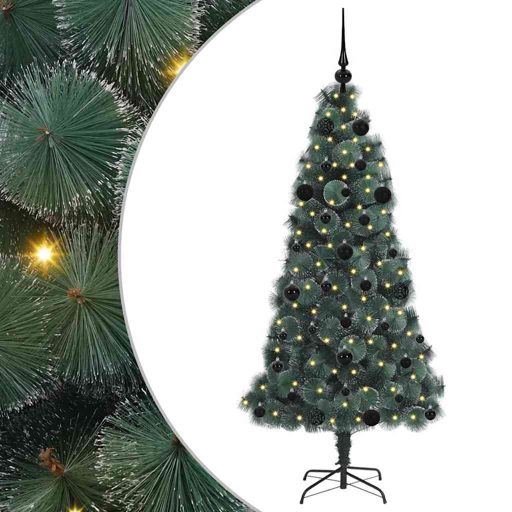 Kunstmatige Voorverlichte Kerstboom met Bal Set Groen 150 cm is nu te koop bij PeponiXL, paradijselijk wonen!