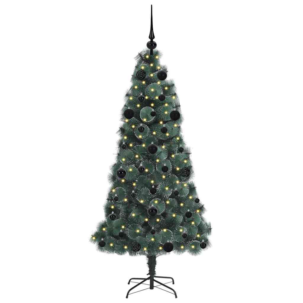 Kunstmatige Voorverlichte Kerstboom met Bal Set Groen 150 cm is nu te koop bij PeponiXL, paradijselijk wonen!