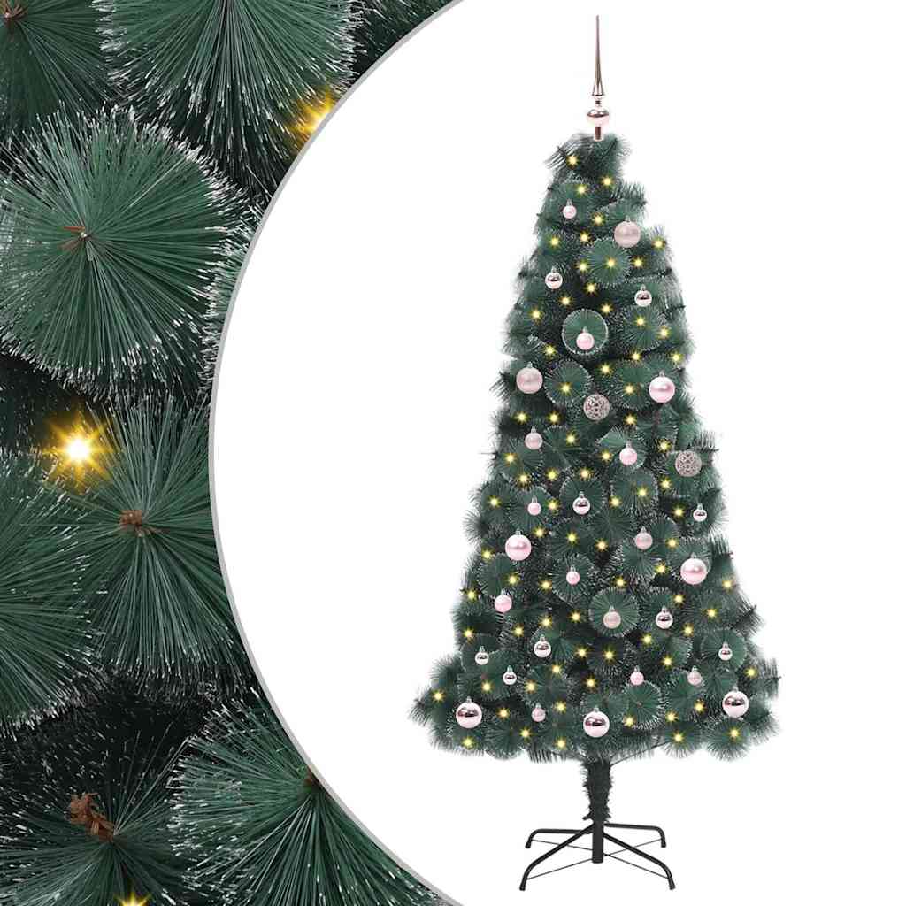 Kunstmatige Voorverlichte Kerstboom met Ballenset Groen 150 cm is nu te koop bij PeponiXL, paradijselijk wonen!