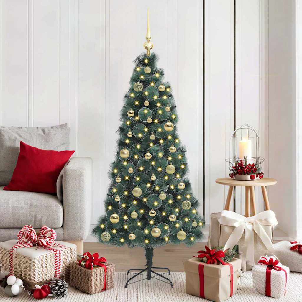 Kunstkerstboom met verlichting en balset Groen 150 cm PET is nu te koop bij PeponiXL, paradijselijk wonen!