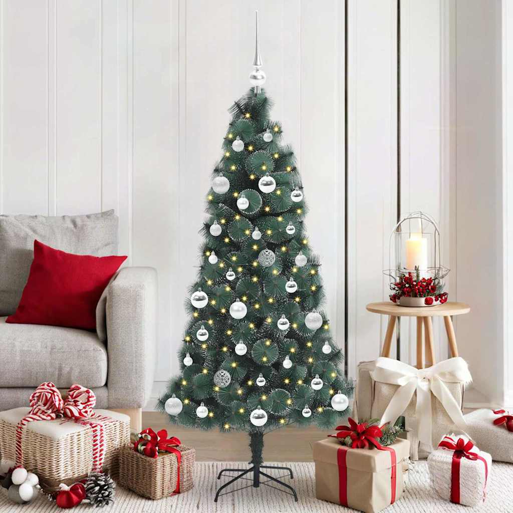 Kunstmatige Voorverlichte Kerstboom met Ballenset Groen 150 cm is nu te koop bij PeponiXL, paradijselijk wonen!