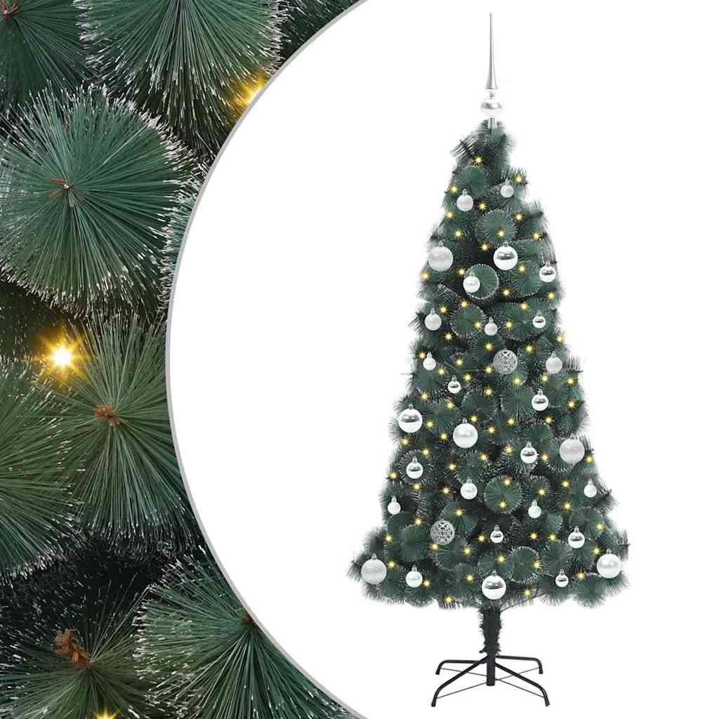 Kunstmatige Voorverlichte Kerstboom met Ballenset Groen 150 cm is nu te koop bij PeponiXL, paradijselijk wonen!