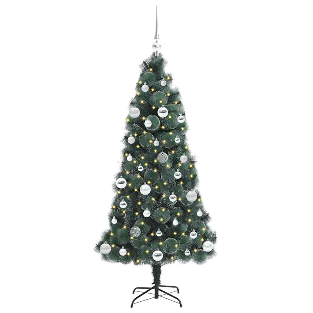 Kunstmatige Voorverlichte Kerstboom met Ballenset Groen 150 cm is nu te koop bij PeponiXL, paradijselijk wonen!