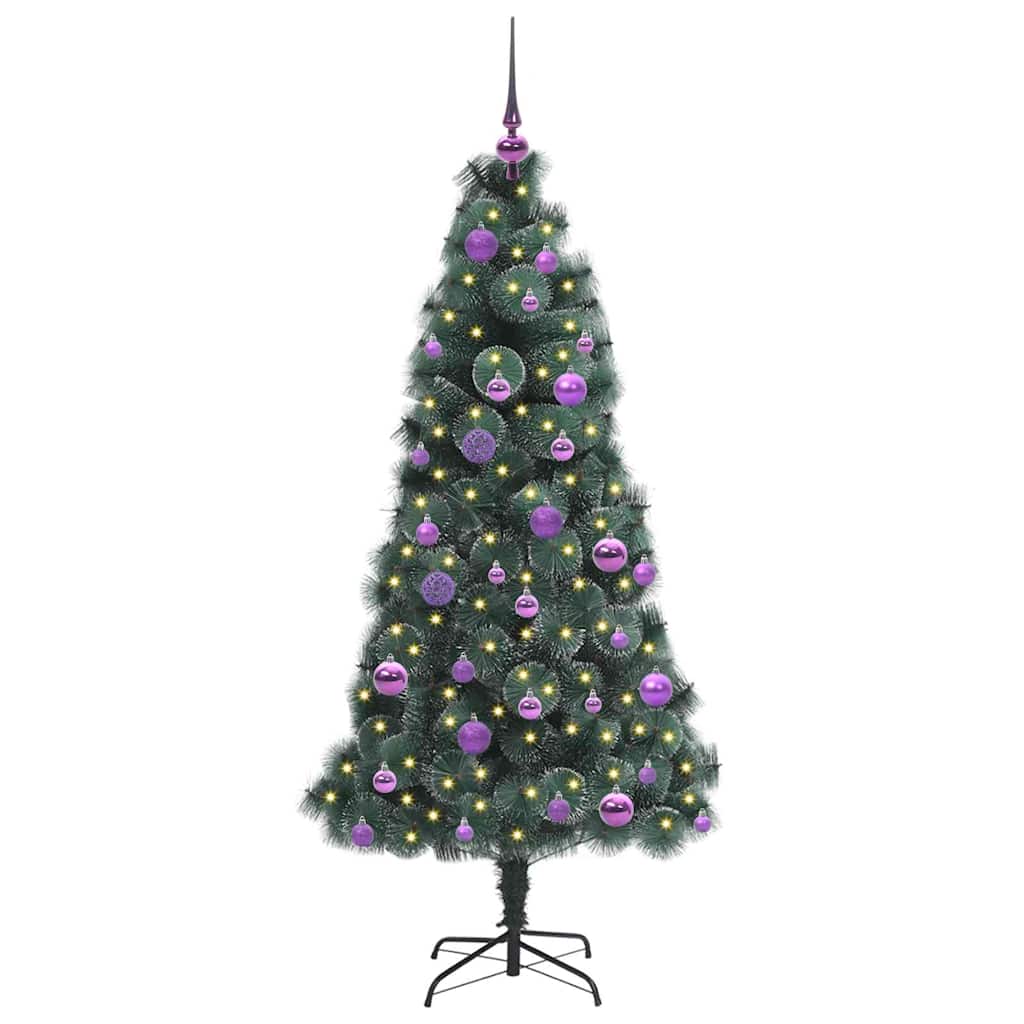 Kunstmatig Voorverlicht Kerstboom met Ballenset Groen 150 cm is nu te koop bij PeponiXL, paradijselijk wonen!