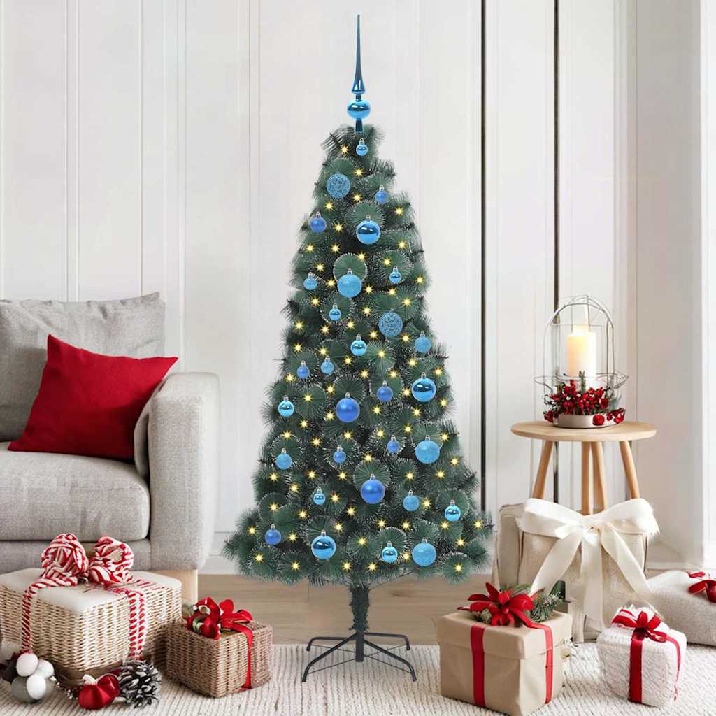 Kunstkerstboom met verlichting en ballenset Groen 150 cm PET is nu te koop bij PeponiXL, paradijselijk wonen!