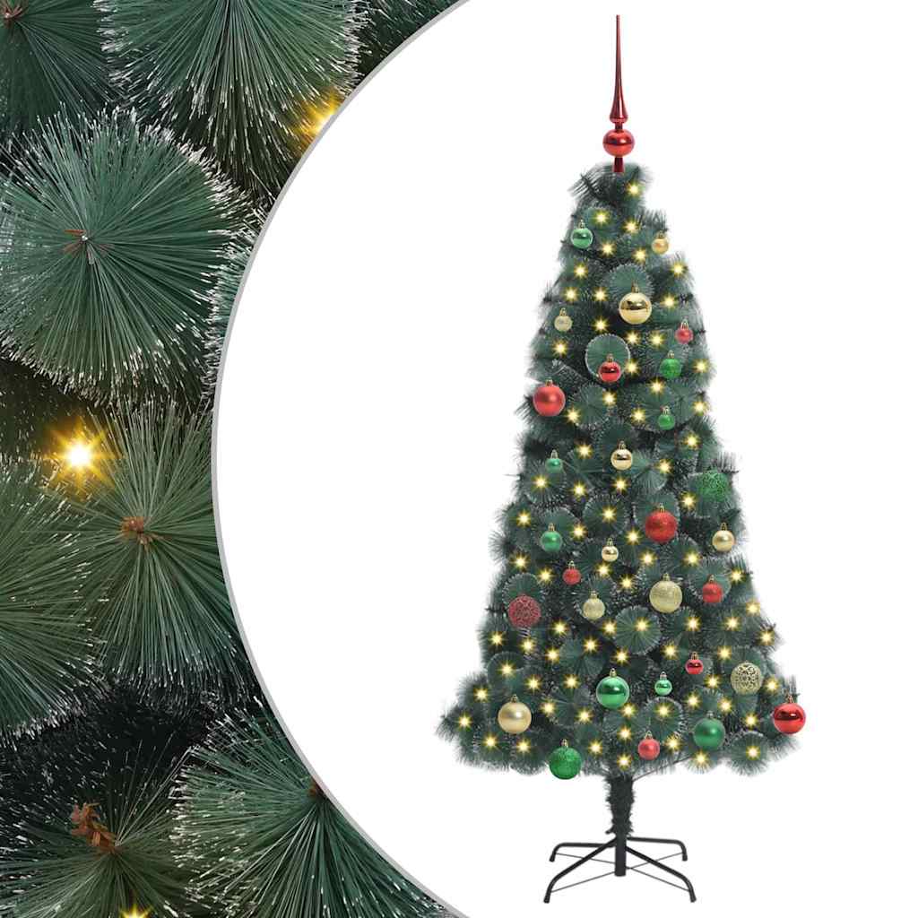 Kunstmatige Voorverlichte Kerstboom met Ballen Set Groen 150 cm is nu te koop bij PeponiXL, paradijselijk wonen!