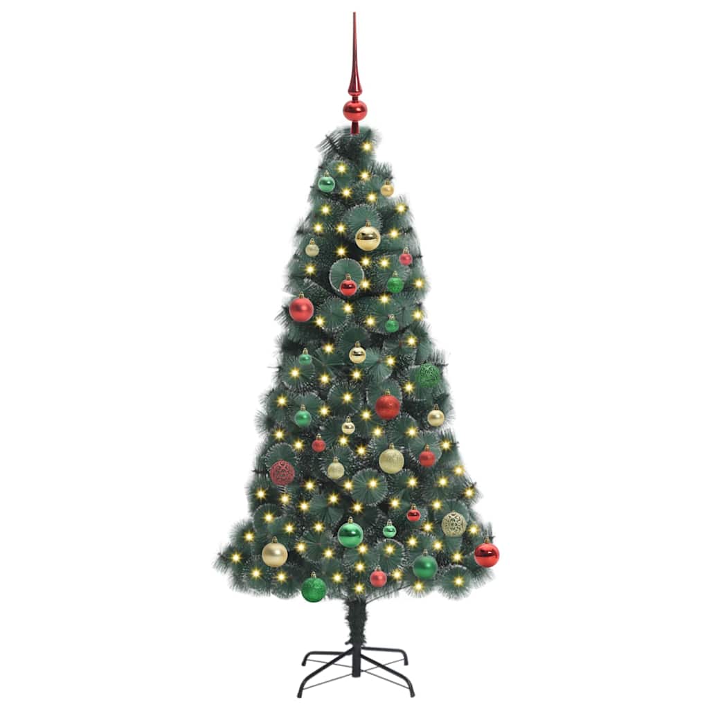 Kunstmatige Voorverlichte Kerstboom met Ballen Set Groen 150 cm is nu te koop bij PeponiXL, paradijselijk wonen!