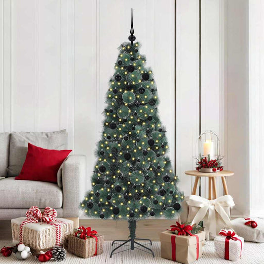 Kunst Kerstboom met Verlichting en Bal Set Groen 180 cm PET is nu te koop bij PeponiXL, paradijselijk wonen!