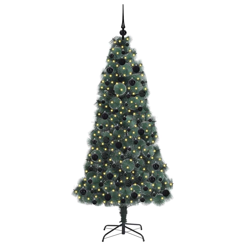 Kunst Kerstboom met Verlichting en Bal Set Groen 180 cm PET is nu te koop bij PeponiXL, paradijselijk wonen!