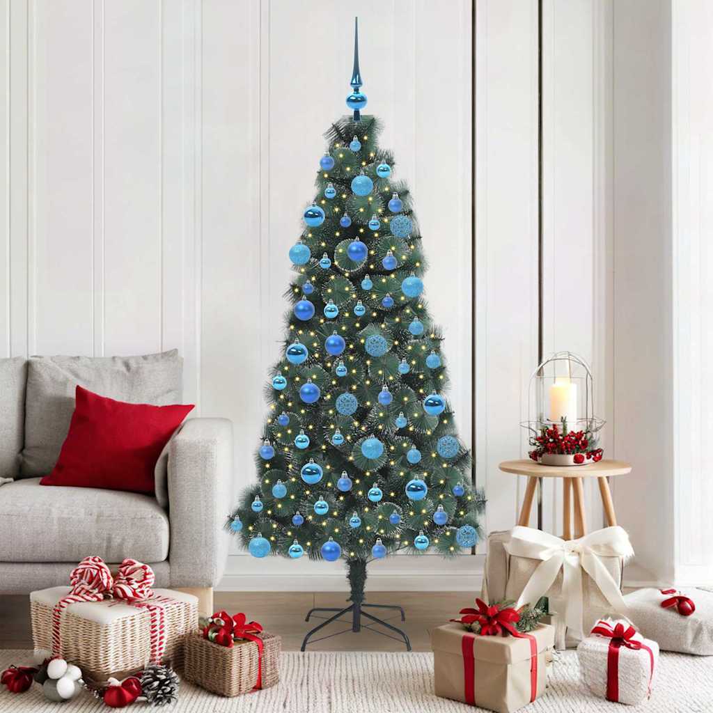 Kunstmatige Voorverlichte Kerstboom met Ballen Set Groen 180 cm is nu te koop bij PeponiXL, paradijselijk wonen!