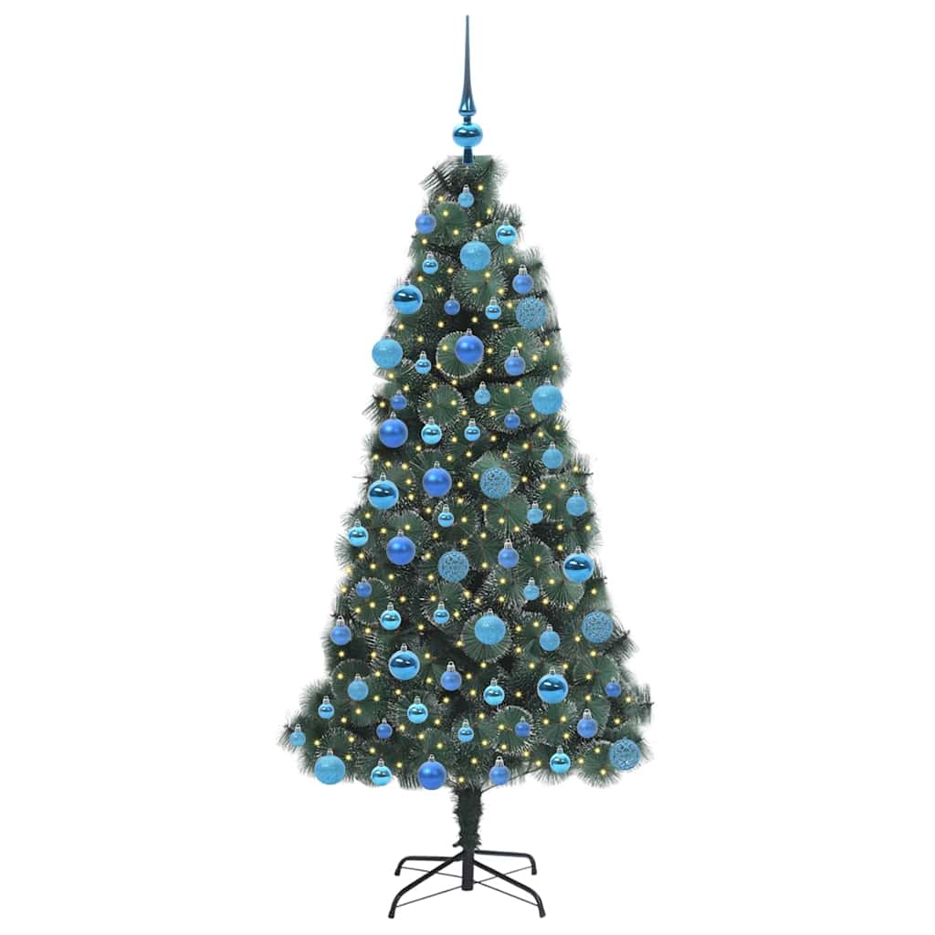 Kunstmatige Voorverlichte Kerstboom met Ballen Set Groen 180 cm is nu te koop bij PeponiXL, paradijselijk wonen!