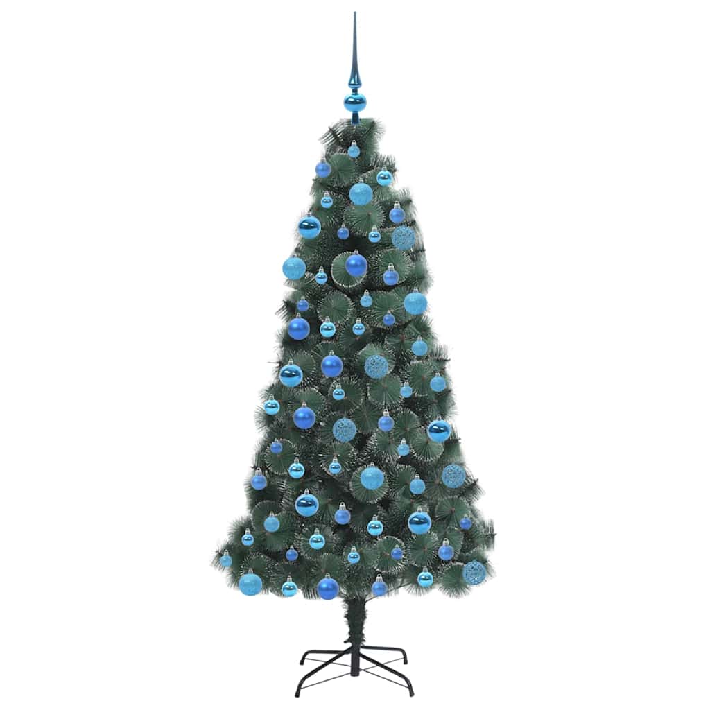 Kunstmatige Voorverlichte Kerstboom met Ballen Set Groen 180 cm is nu te koop bij PeponiXL, paradijselijk wonen!