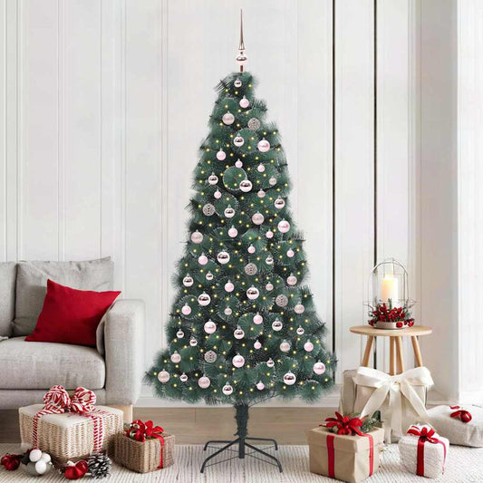 Kunstmatige voorverlichte kerstboom met ballenset Groen 210 cm is nu te koop bij PeponiXL, paradijselijk wonen!