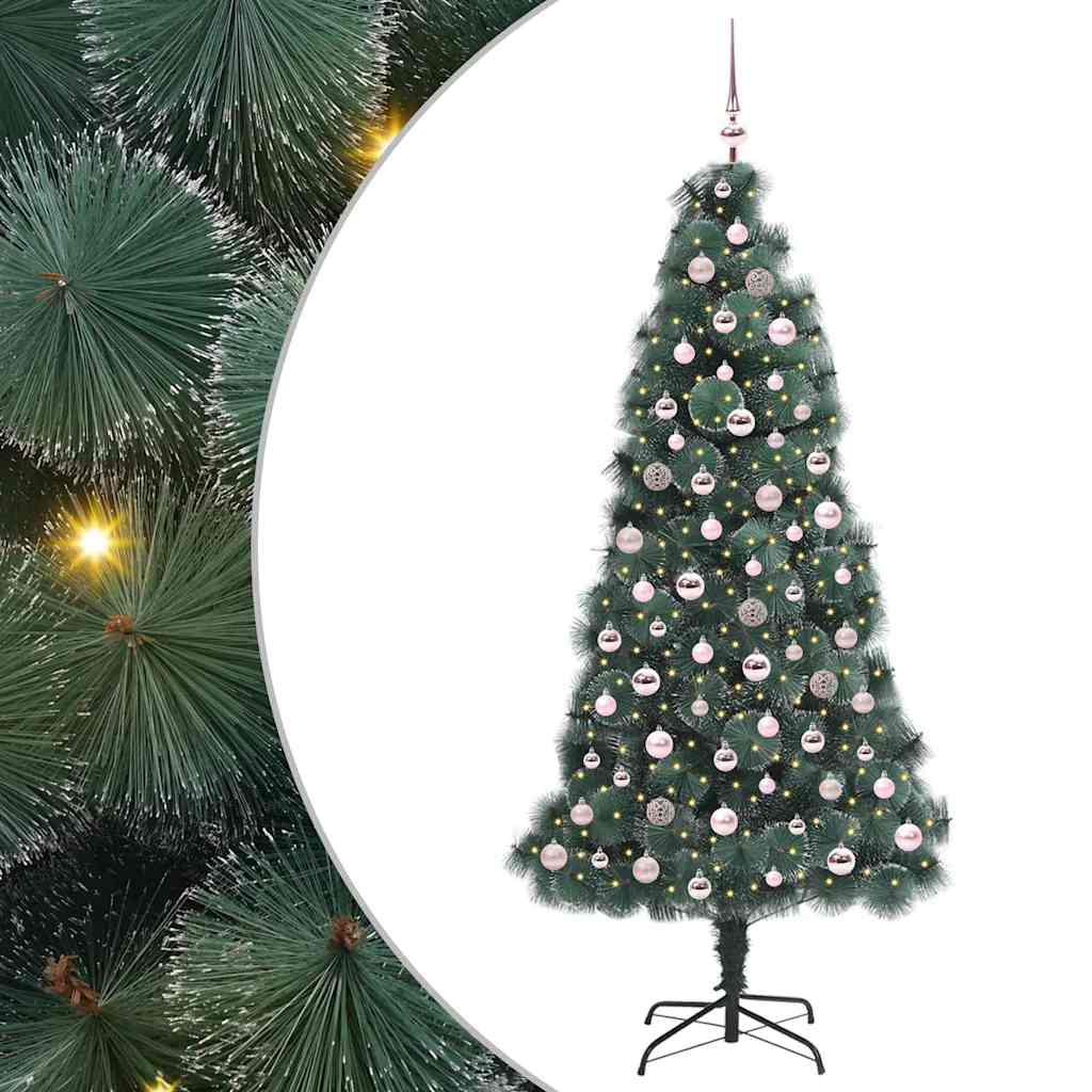 Kunstmatige voorverlichte kerstboom met ballenset Groen 210 cm is nu te koop bij PeponiXL, paradijselijk wonen!