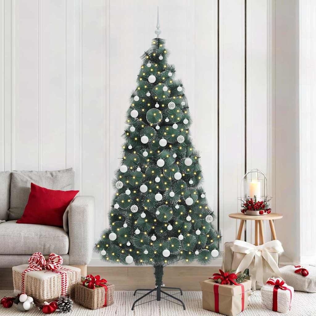 Kunstmatige voorverlichte kerstboom met ballenset Groen 210 cm is nu te koop bij PeponiXL, paradijselijk wonen!