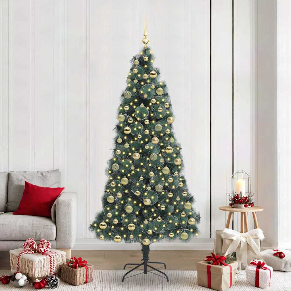 Kunstmatige voorverlichte kerstboom met ballenset Groen 210 cm is nu te koop bij PeponiXL, paradijselijk wonen!