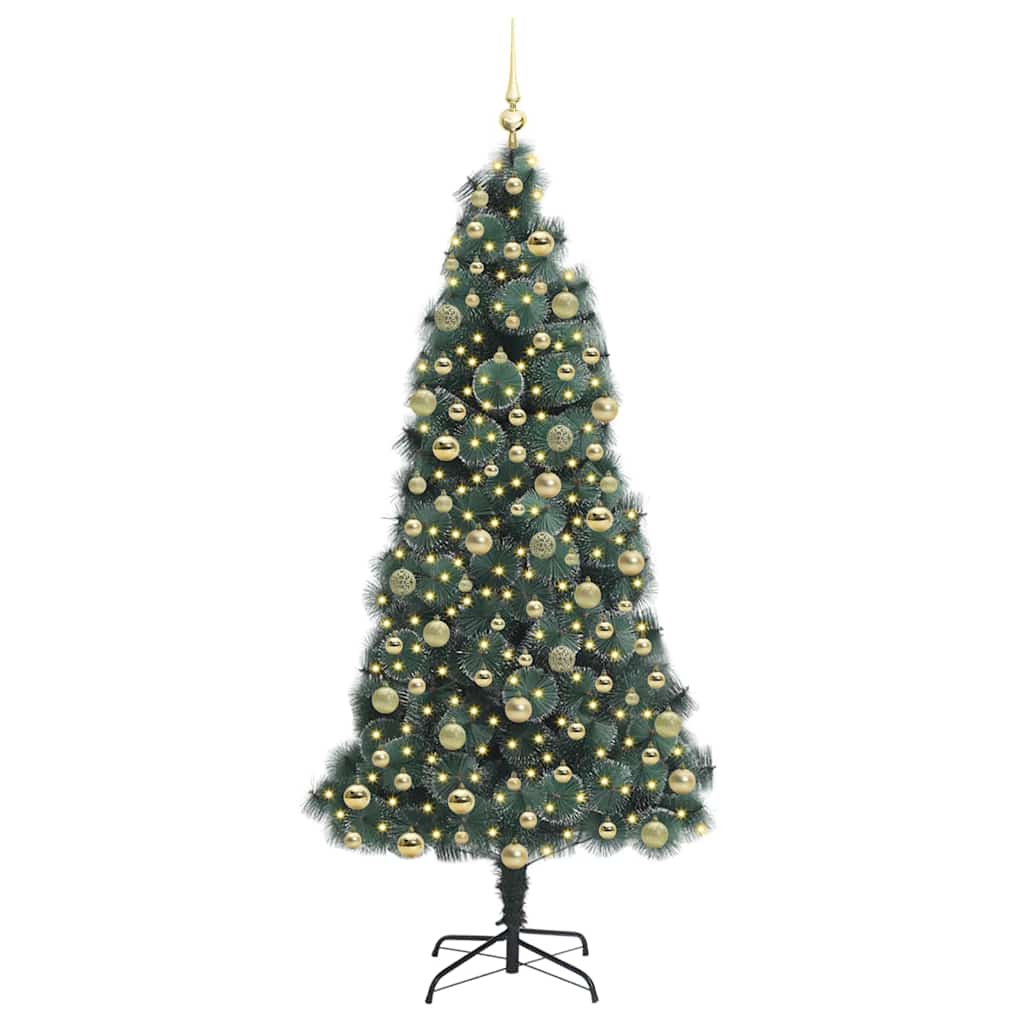 Kunstmatige voorverlichte kerstboom met ballenset Groen 210 cm is nu te koop bij PeponiXL, paradijselijk wonen!