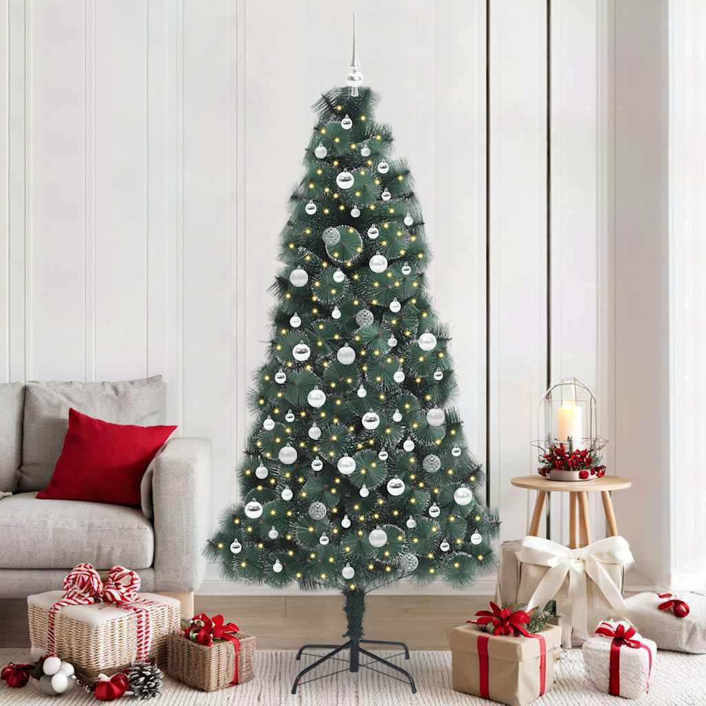 Kunstmatige voorverlichte kerstboom met ballenset Groen 210 cm is nu te koop bij PeponiXL, paradijselijk wonen!