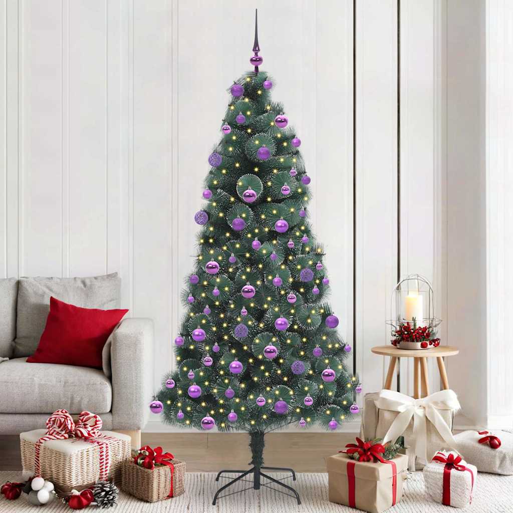 Kunstkerstboom met verlichting en ballenset Groen 210 cm PET is nu te koop bij PeponiXL, paradijselijk wonen!