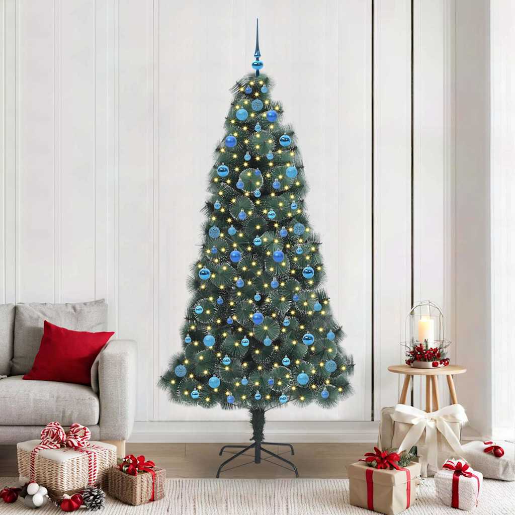 Kunstmatige voorverlichte kerstboom met ballenset Groen 210 cm is nu te koop bij PeponiXL, paradijselijk wonen!