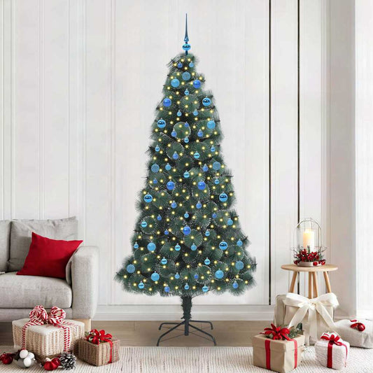 Kunstmatige voorverlichte kerstboom met ballenset Groen 210 cm is nu te koop bij PeponiXL, paradijselijk wonen!