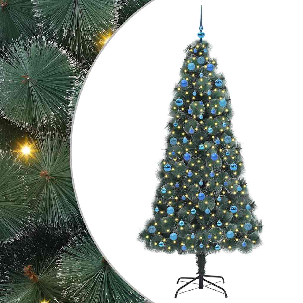 Kunstmatige voorverlichte kerstboom met ballenset Groen 210 cm is nu te koop bij PeponiXL, paradijselijk wonen!