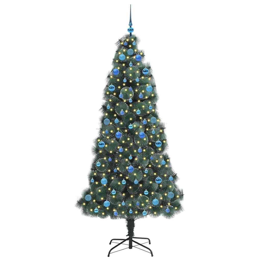 Kunstmatige voorverlichte kerstboom met ballenset Groen 210 cm is nu te koop bij PeponiXL, paradijselijk wonen!